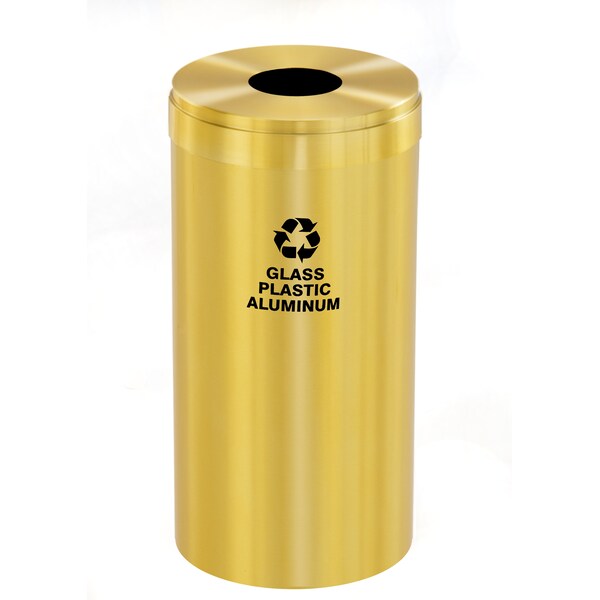 Glaro 16 gal Round Recycling Bin, Satin Brass - B-1532BE-BE-B9