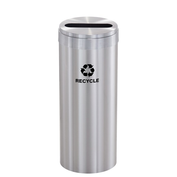 Glaro 12 gal Round Recycling Bin, Satin Aluminum - P-1232SA-SA-P5