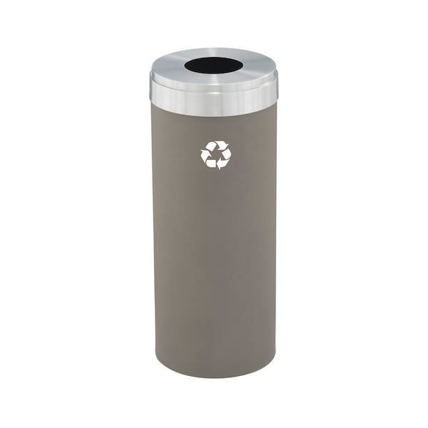 Glaro 15 gal Round Recycling Bin, Nickel/Satin Aluminum - B-1242NK-SA-B1