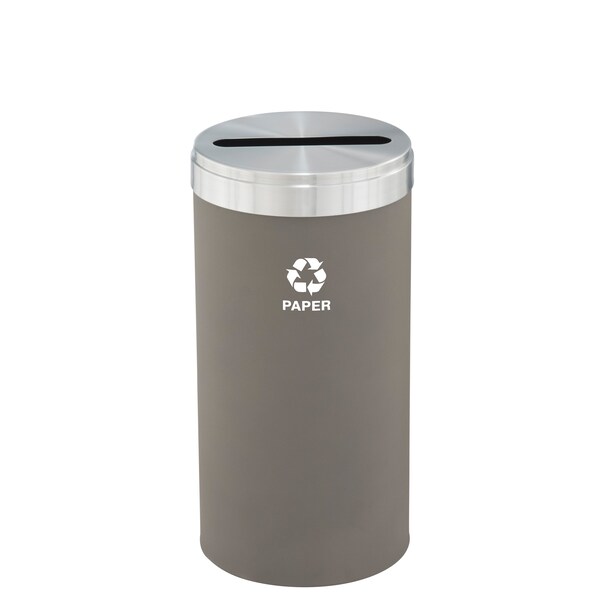 Glaro 23 gal Round Recycling Bin, Nickel/Satin Aluminum - P-1542NK-SA-P2