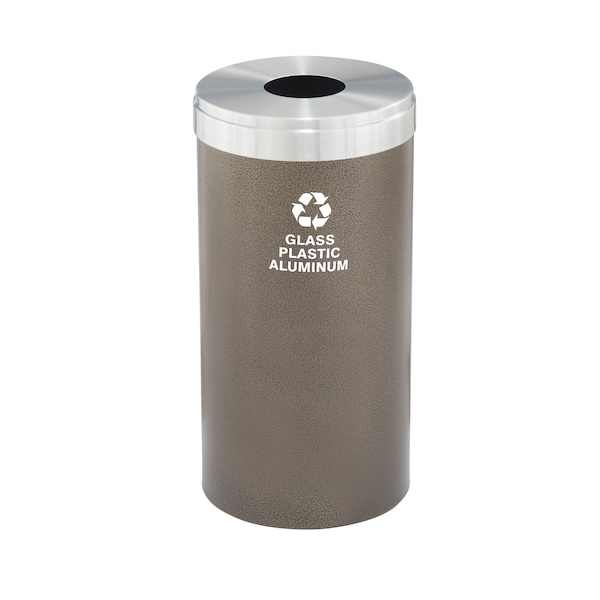 Glaro 16 gal Round Recycling Bin, Bronze Vein/Satin Aluminum - B-1532BV-SA-B9