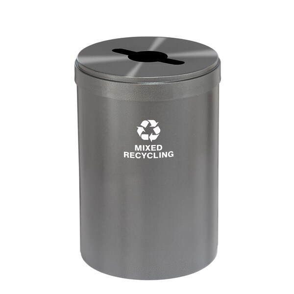 Glaro 41 gal Round Recycling Bin, Silver Vein - M-2042SV-SV-M3