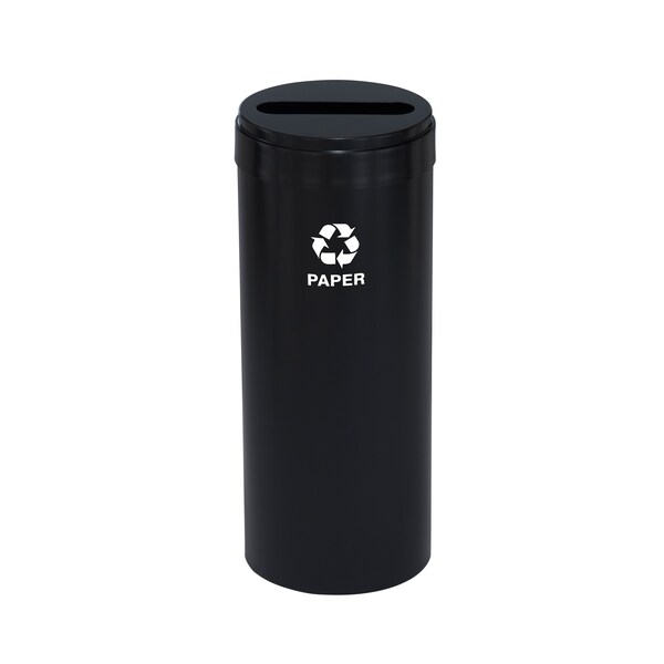 Glaro 12 gal Round Recycling Bin, Satin Black - P-1232BK-BK-P2
