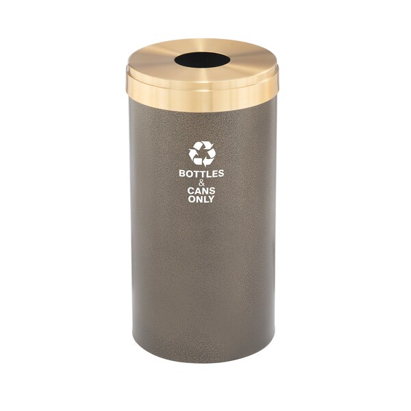 Glaro 23 gal Round Recycling Bin, Bronze Vein/Satin Brass - B-1542BV-BE-B6