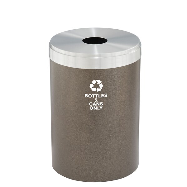 Glaro 41 gal Round Recycling Bin, Bronze Vein/Satin Aluminum - B-2042BV-SA-B6