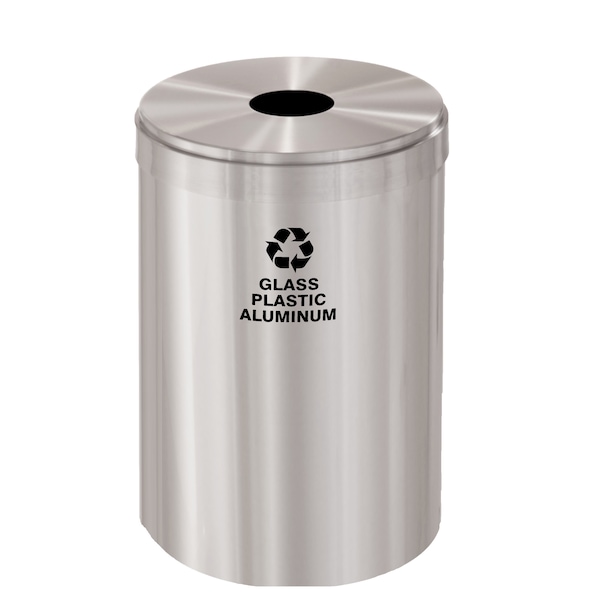 Glaro 33 gal Round Recycling Bin, Satin Aluminum - B-2032SA-SA-B9
