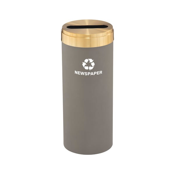 Glaro 15 gal Round Recycling Bin, Nickel/Satin Brass - P-1242NK-BE-P3