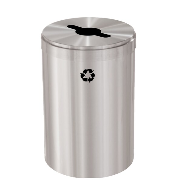 Glaro 33 gal Round Recycling Bin, Satin Aluminum - M-2032SA-SA-M1