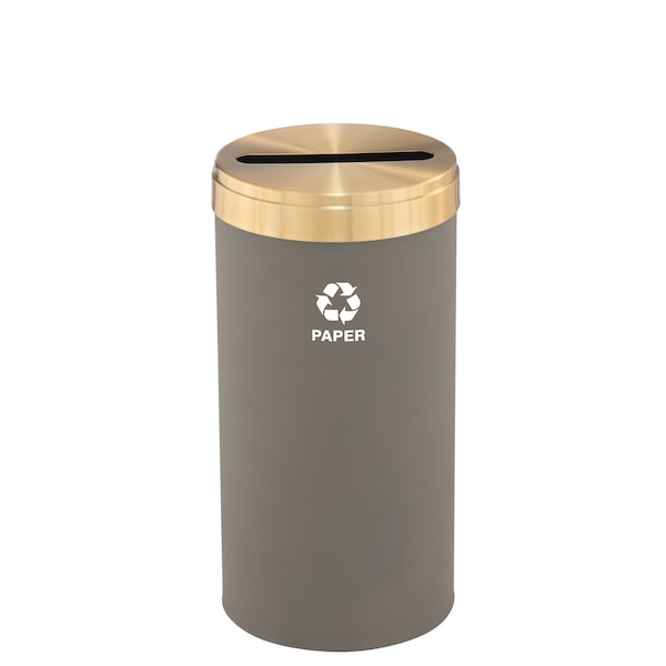 Glaro 16 gal Round Recycling Bin, Nickel/Satin Brass - P-1532NK-BE-P2