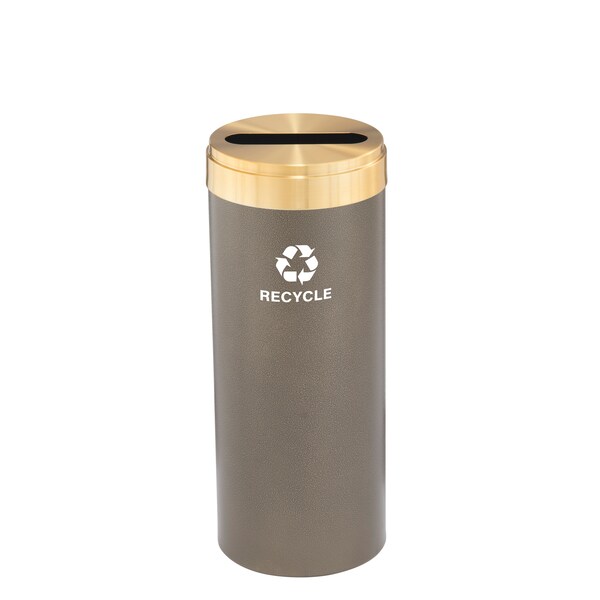 Glaro 15 gal Round Recycling Bin, Bronze Vein/Satin Brass - P-1242BV-BE-P5