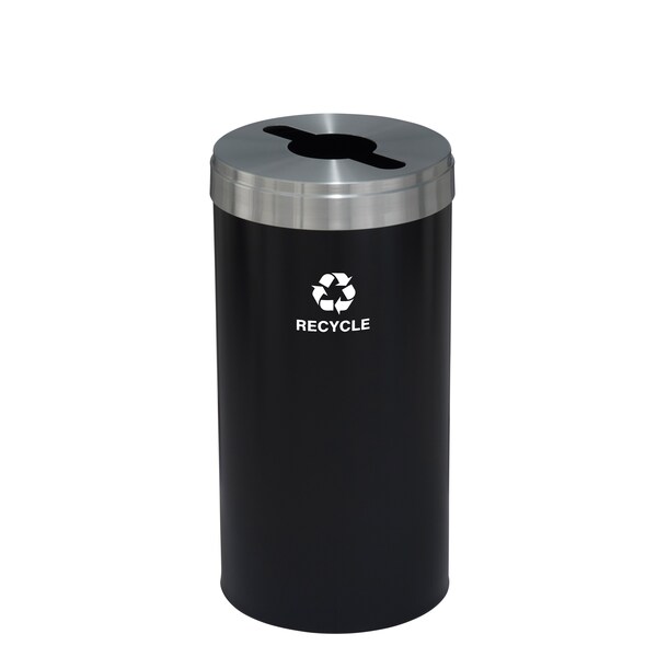 Glaro 16 gal Round Recycling Bin, Satin Black/Satin Aluminum - M-1532BK-SA-M5