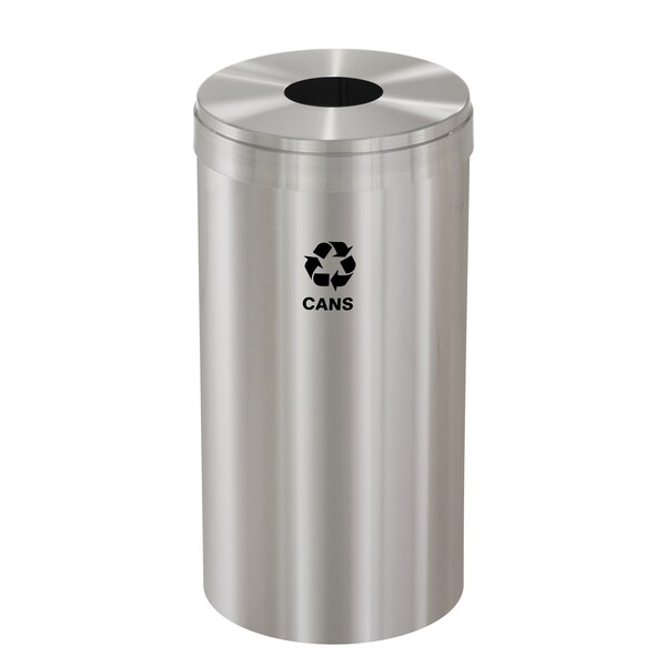 Glaro 23 gal Round Recycling Bin, Satin Aluminum - B-1542SA-SA-B4