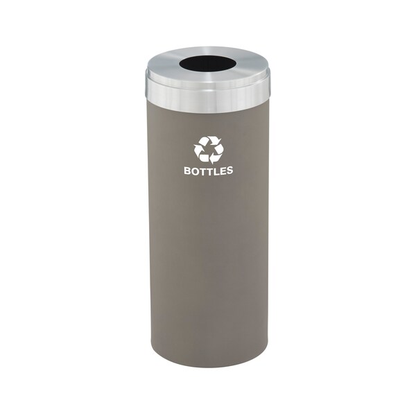 Glaro 12 gal Round Recycling Bin, Nickel/Satin Aluminum - B-1232NK-SA-B3
