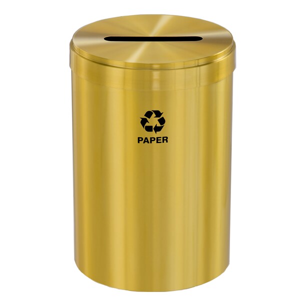 Glaro 41 gal Round Recycling Bin, Satin Brass - P-2042BE-BE-P2