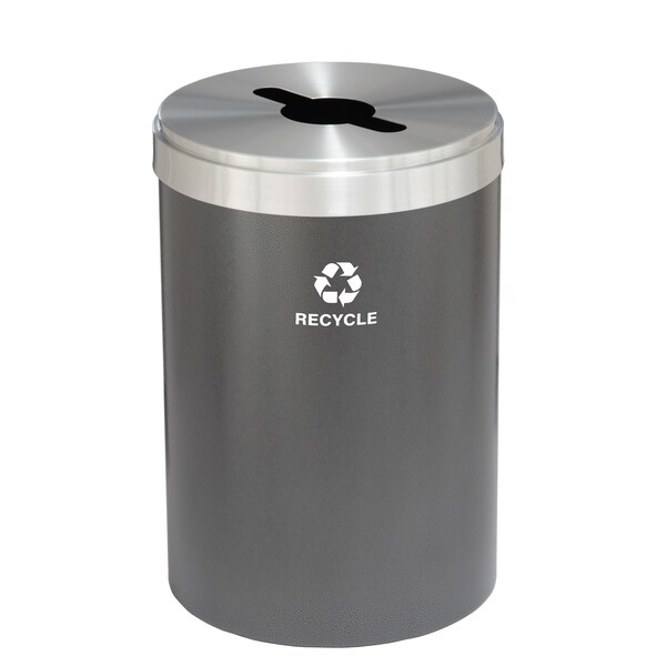 Glaro 41 gal Round Recycling Bin, Silver Vein/Satin Aluminum - M-2042SV-SA-M5