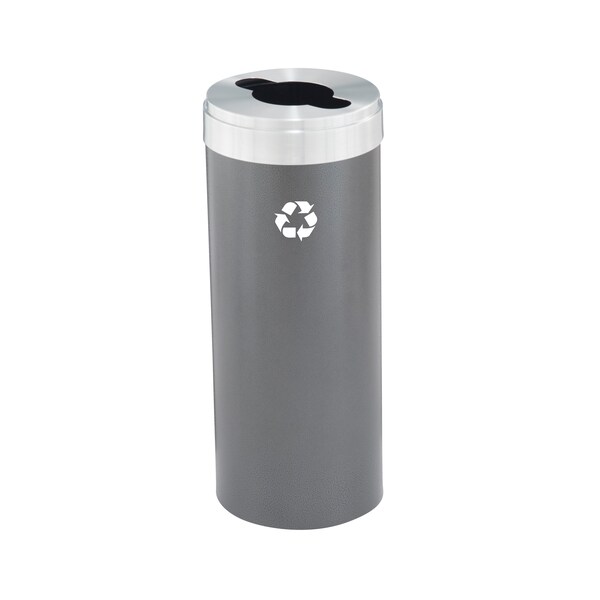 Glaro 15 gal Round Recycling Bin, Silver Vein/Satin Aluminum - M-1242SV-SA-M1