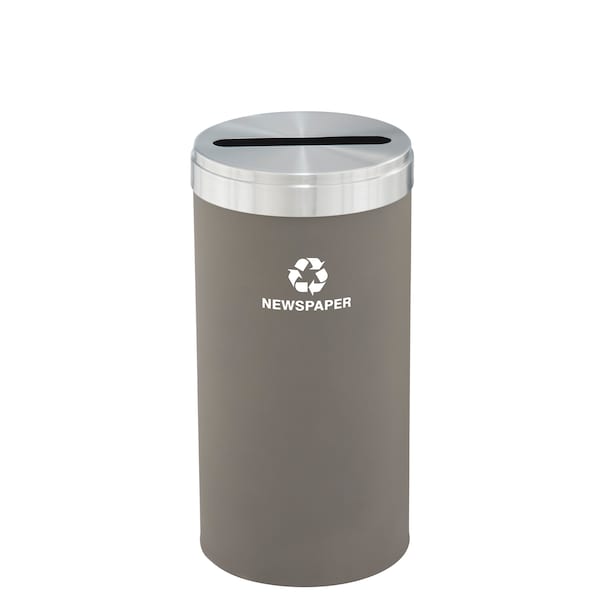 Glaro 16 gal Round Recycling Bin, Nickel/Satin Aluminum - P-1532NK-SA-P3