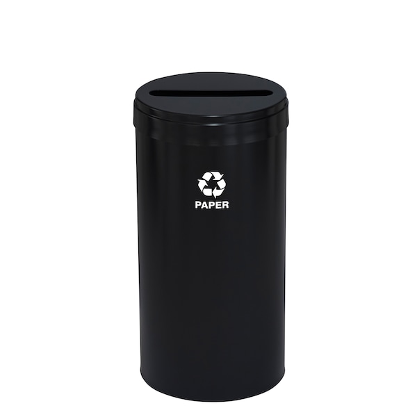 Glaro 16 gal Round Recycling Bin, Satin Black - P-1532BK-BK-P2