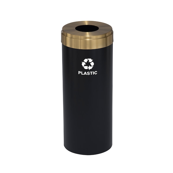 Glaro 12 gal Round Recycling Bin, Satin Black/Satin Brass - B-1232BK-BE-B7