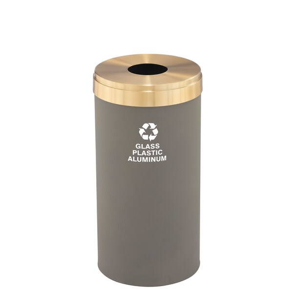 Glaro 23 gal Round Recycling Bin, Nickel/Satin Brass - B-1542NK-BE-B9