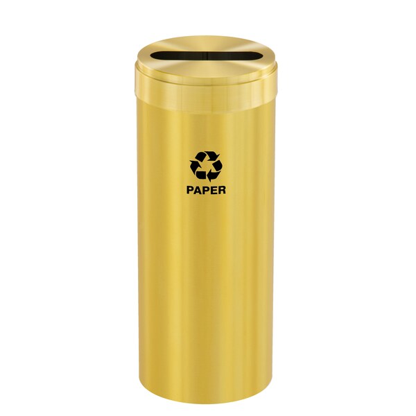 Glaro 15 gal Round Recycling Bin, Satin Brass - P-1242BE-BE-P2