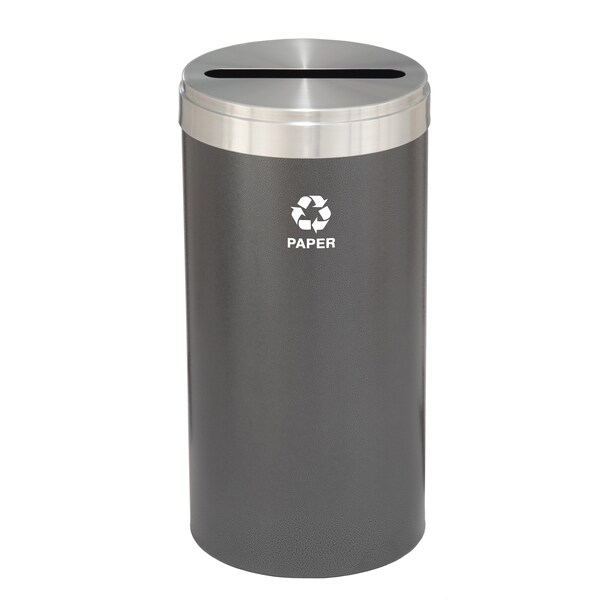 Glaro 23 gal Round Recycling Bin, Silver Vein/Satin Aluminum - P-1542SV-SA-P2