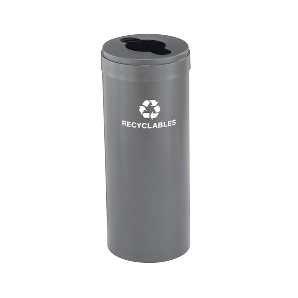 Glaro 12 gal Round Recycling Bin, Silver Vein - M-1232SV-SV-M2