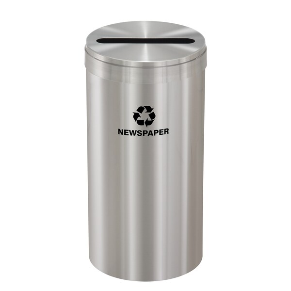 Glaro 23 gal Round Recycling Bin, Satin Aluminum - P-1542SA-SA-P3