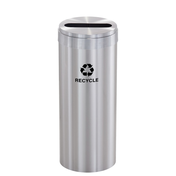 Glaro 15 gal Round Recycling Bin, Satin Aluminum - P-1242SA-SA-P5