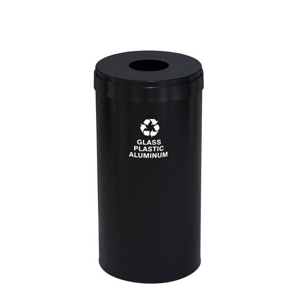 Glaro 16 gal Round Recycling Bin, Satin Black - B-1532BK-BK-B9