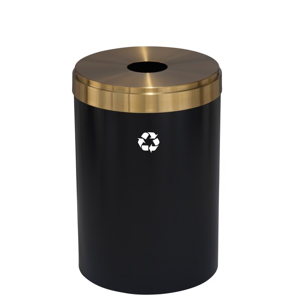Glaro 41 gal Round Recycling Bin, Satin Black/Satin Brass - B-2042BK-BE-B1