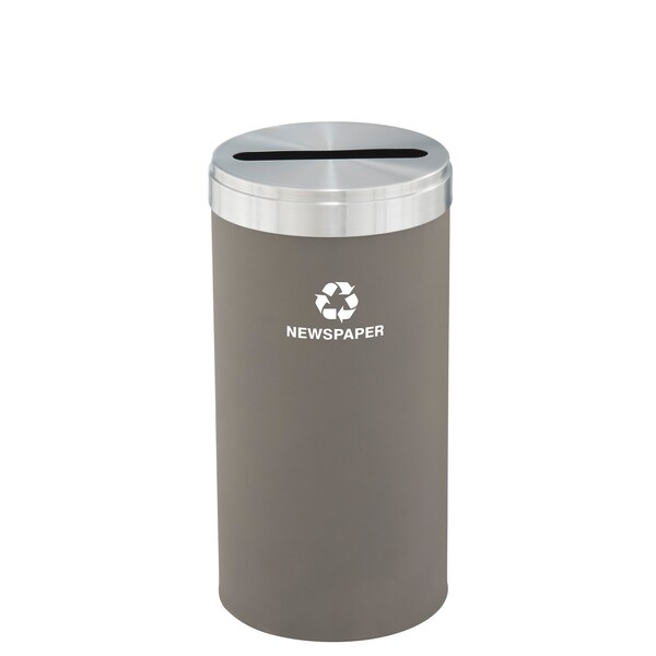 Glaro 23 gal Round Recycling Bin, Nickel/Satin Aluminum - P-1542NK-SA-P3