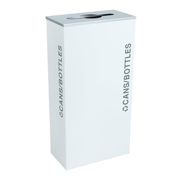 Ex-Cell Kaiser 17-Gal. KD Indoor Recycling Receptacle - Cans/Bottles decal, White Gloss - RC-KD17-C BT-WHT