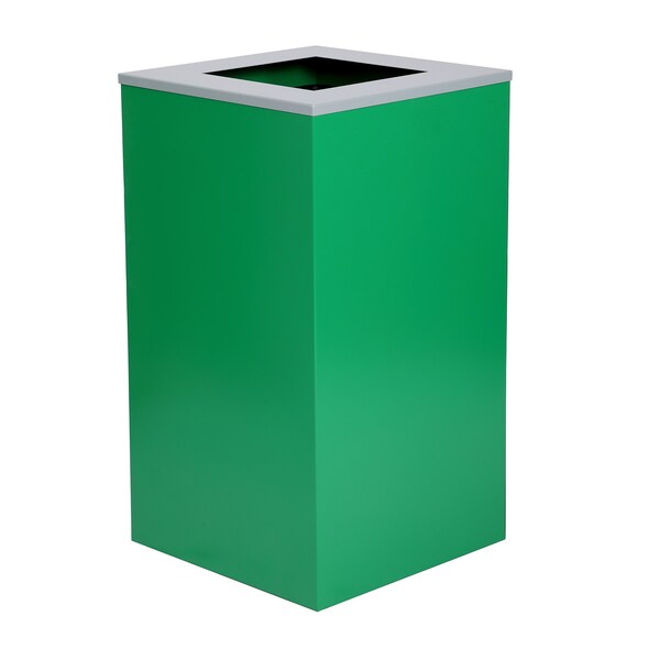 Alpine Industries Square Recycling Gin, 29 Gallons, Green Can, Square Opening Lid - ALP4450-KIT-GRN-S