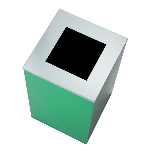 Alpine Industries Square Recycling Gin, 29 Gallons, Green Can, Square Opening Lid - ALP4450-KIT-GRN-S