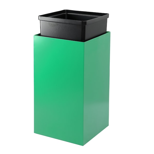 Alpine Industries Square Recycling Gin, 29 Gallons, Green Can, Square Opening Lid - ALP4450-KIT-GRN-S