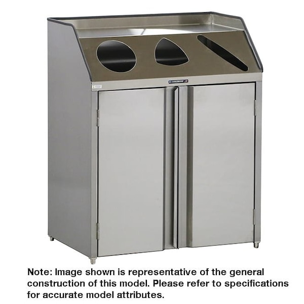 Lakeside Laminate Waste/Recycle Station-Front Access;1-Refuse, 1-Recycle, 1-Paper - 4415