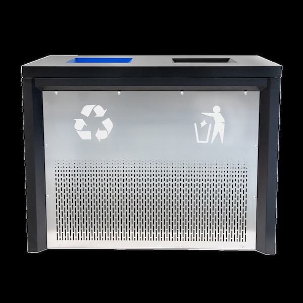 Ex-Cell Kaiser 68-Gal. 2-stream recycling station - Stainless Steel, Pebble Black Gloss - RC-IND2 PBG/SS