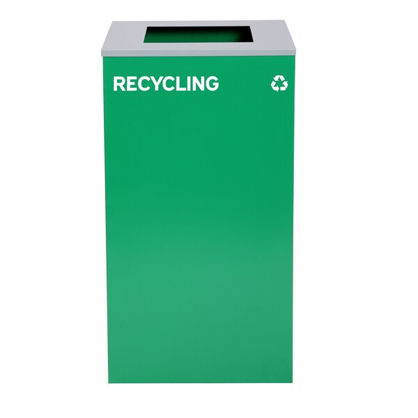 Alpine Industries 87 Gal. 3-Stream Steel Blue Recycling, Green Recycling, and Black Commercial Trash Can Station - ALP4450-BLK-KIT35
