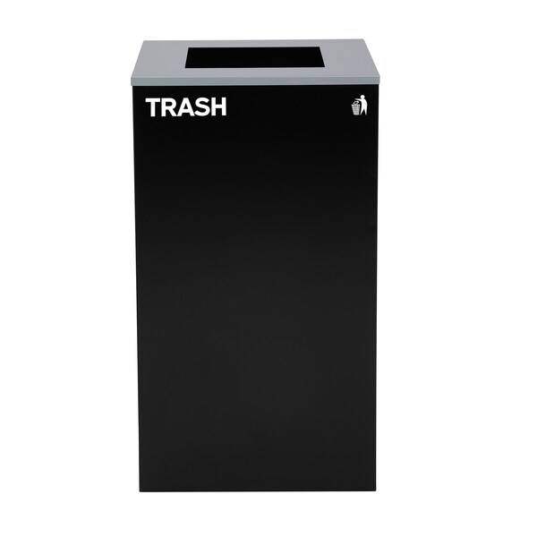 Alpine Industries 87 Gal. 3-Stream Steel Blue Recycling, Green Recycling, and Black Commercial Trash Can Station - ALP4450-BLK-KIT35