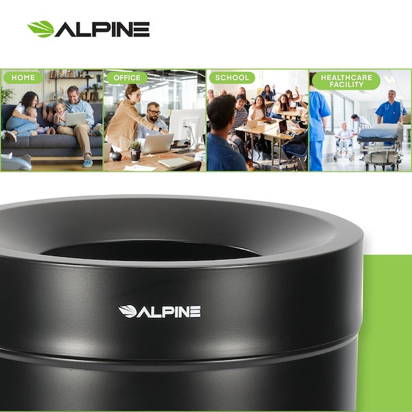 Alpine Industries 27 Gallon Stainless Steel Recycling Can Black - ALP475-27-BLK-R
