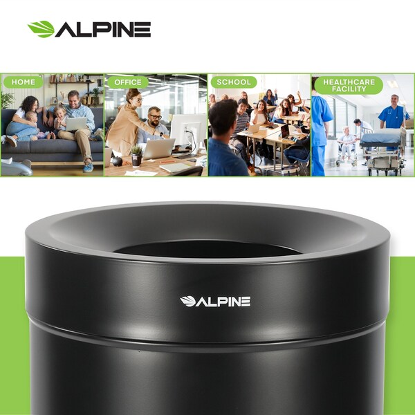 Alpine Industries 27 Gallon Stainless Steel Recycling Can Black - ALP475-27-BLK-R