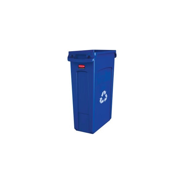 Rubbermaid Commercial Rubbermaid Slim Jim Vented Recycling Can, 23 Gallon, Blue, 4PK - FG354007BLUE*