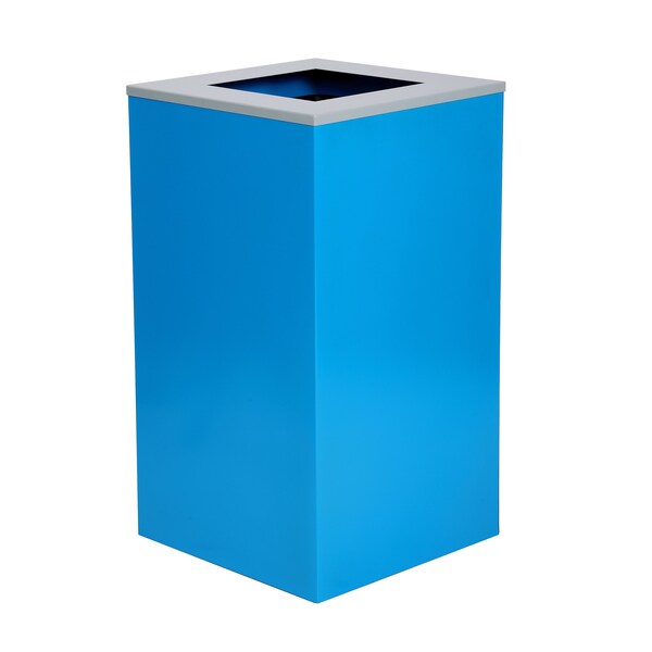 Alpine Industries Square Recycling Bin, 29 Gallons, Blue Can, Square Opening Lid - ALP4450-KIT-BLU-S