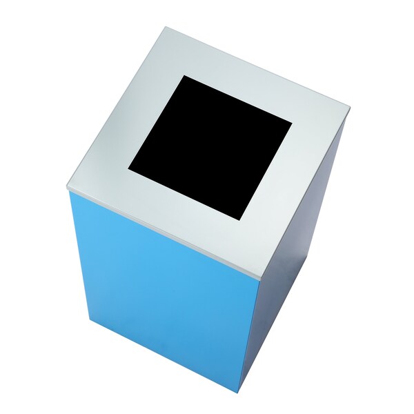 Alpine Industries Square Recycling Bin, 29 Gallons, Blue Can, Square Opening Lid - ALP4450-KIT-BLU-S
