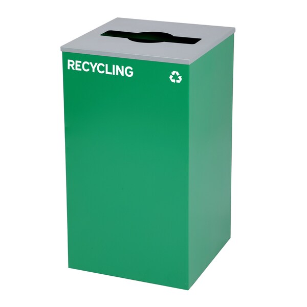 Alpine Industries 87 Gal. 3-Stream Steel Blue Recycling, Green Recycling, and Black Commercial Trash Can Station - ALP4450-BLK-KIT39