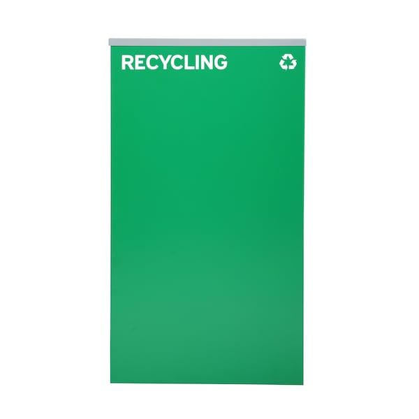 Alpine Industries 87 Gal. 3-Stream Steel Blue Recycling, Green Recycling, and Black Commercial Trash Can Station - ALP4450-BLK-KIT39