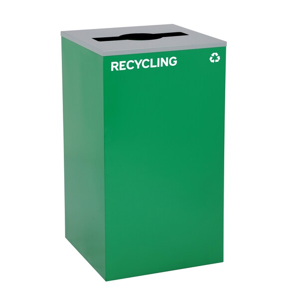 Alpine Industries 87 Gal. 3-Stream Steel Blue Recycling, Green Recycling, and Black Commercial Trash Can Station - ALP4450-BLK-KIT39