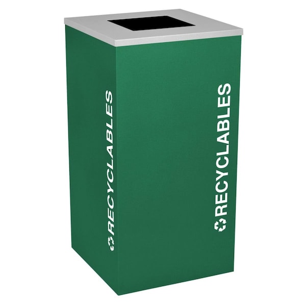 Ex-Cell Kaiser Ex-Cell Kaiser RC-KDSQ-R EGX 24 Gallon Square Recycling Receptacle with Recyclables Decal; Emerald Texture - RC-KDSQ-R EGX