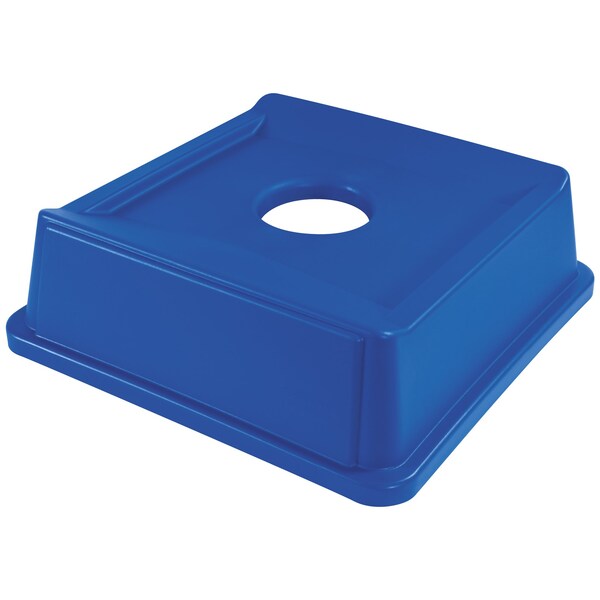 Rubbermaid Square Recycling Bottle and Can Lid - 35 & 50 Gallon, Blue - RUB153BLBLU